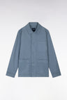 Grey stretch cotton overshirt with patch pockets