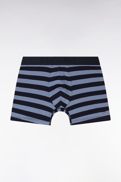 Set of two plain boxer shorts in navy and grey stretch cotton jersey - Image 2