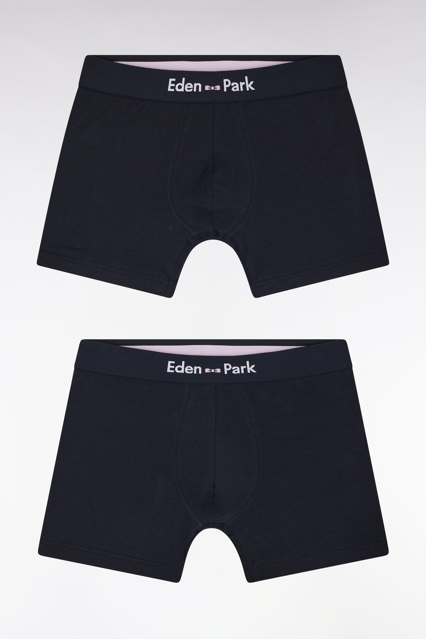 Set of two boxer shorts in navy stretch cotton jersey