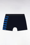 Set of two boxer shorts in navy and blue stretch cotton jersey with circled details