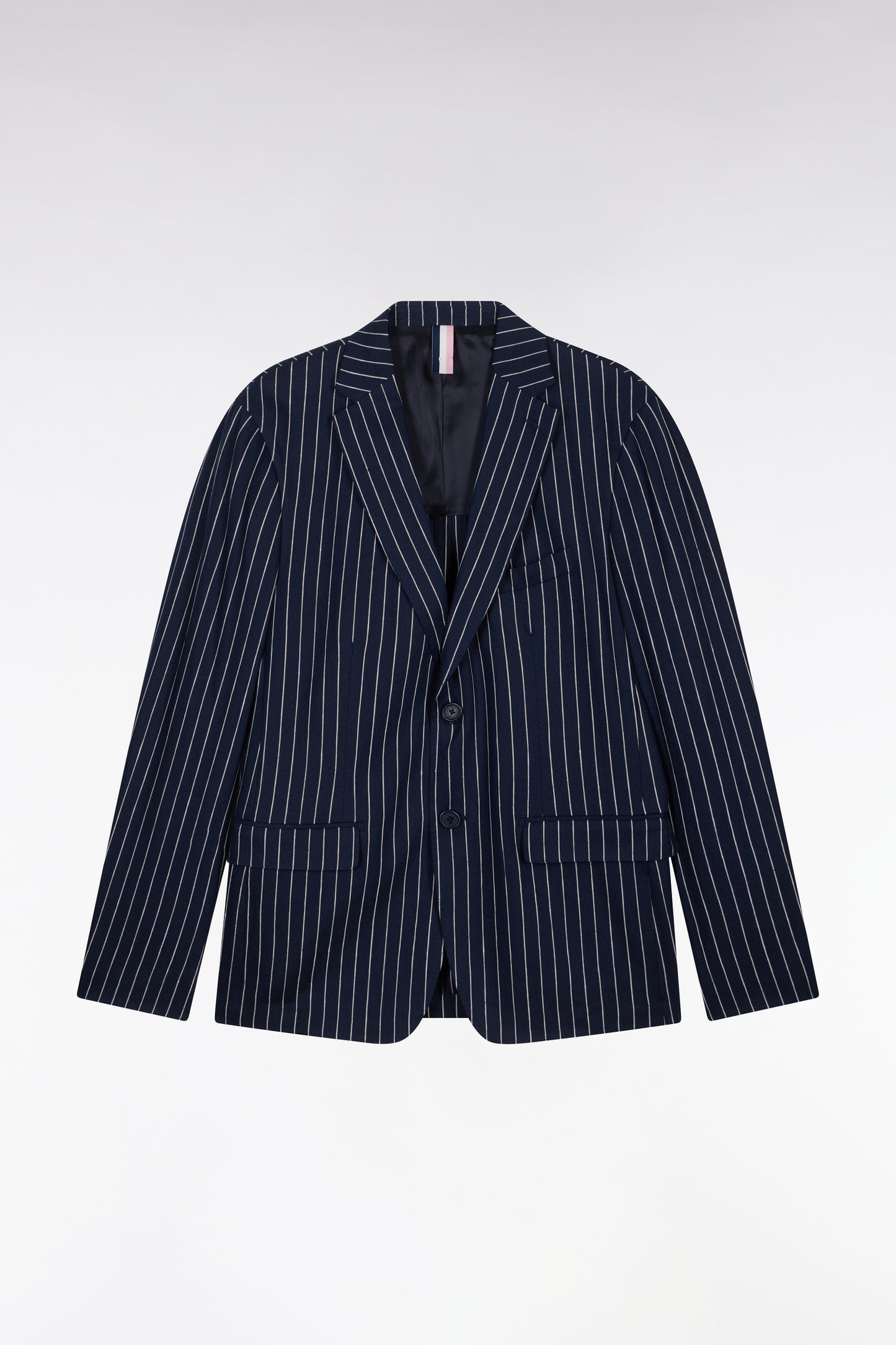 Modern fit navy suit jacket with tennis stripes