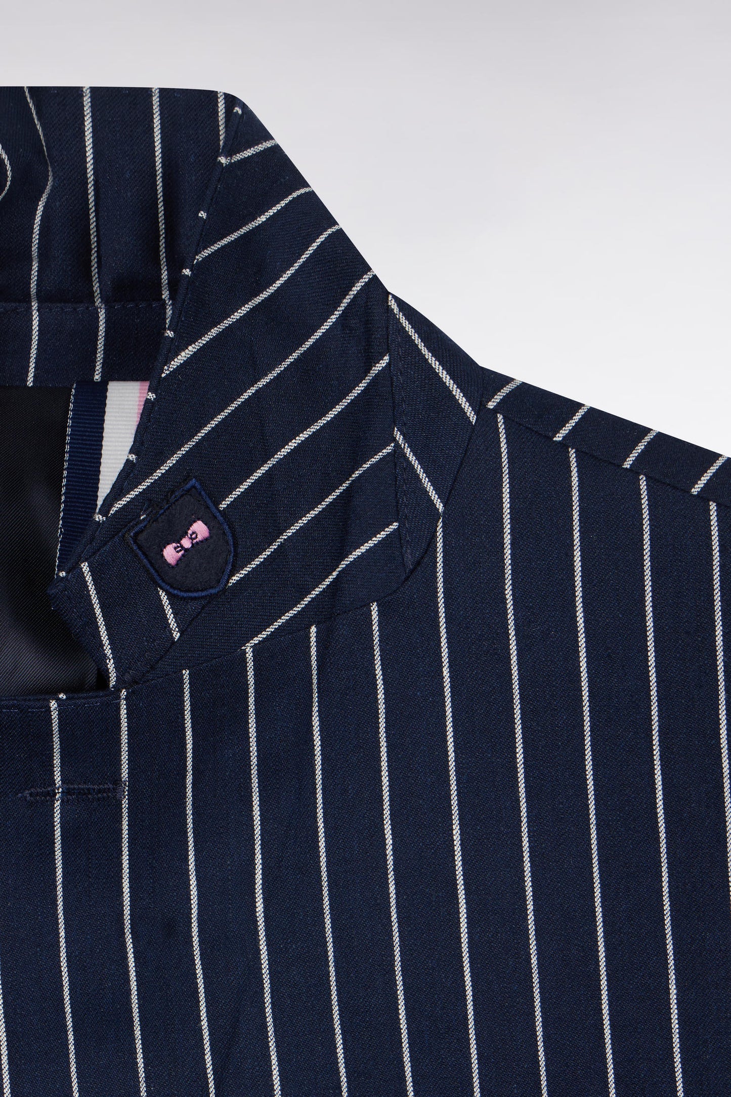 Modern fit navy suit jacket with tennis stripes