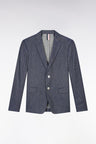 Navy linen and stretch cotton suit jacket