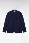 Navy jacket in wool and stretch linen dyed yarn