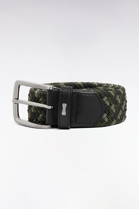 Khaki tricolor elasticated textile belt - Image 1