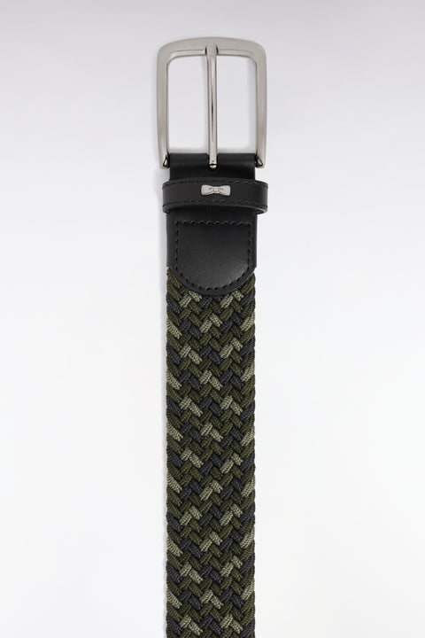 Khaki tricolor elasticated textile belt - Image 2