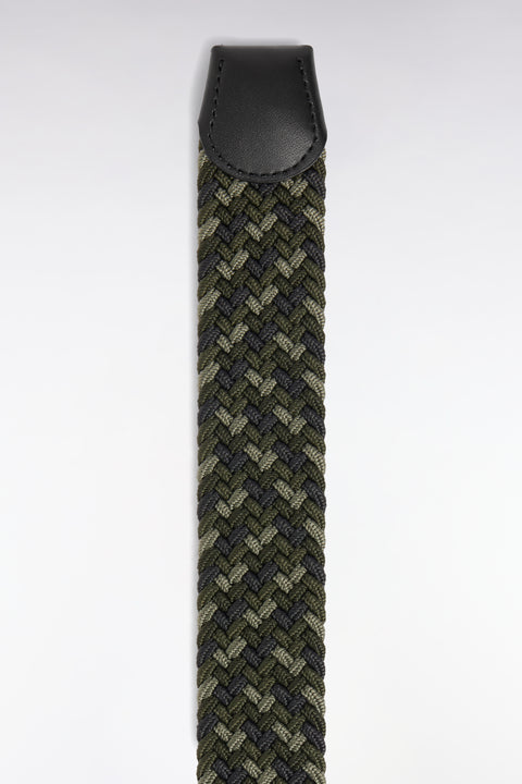 Khaki tricolor elasticated textile belt - Image 3
