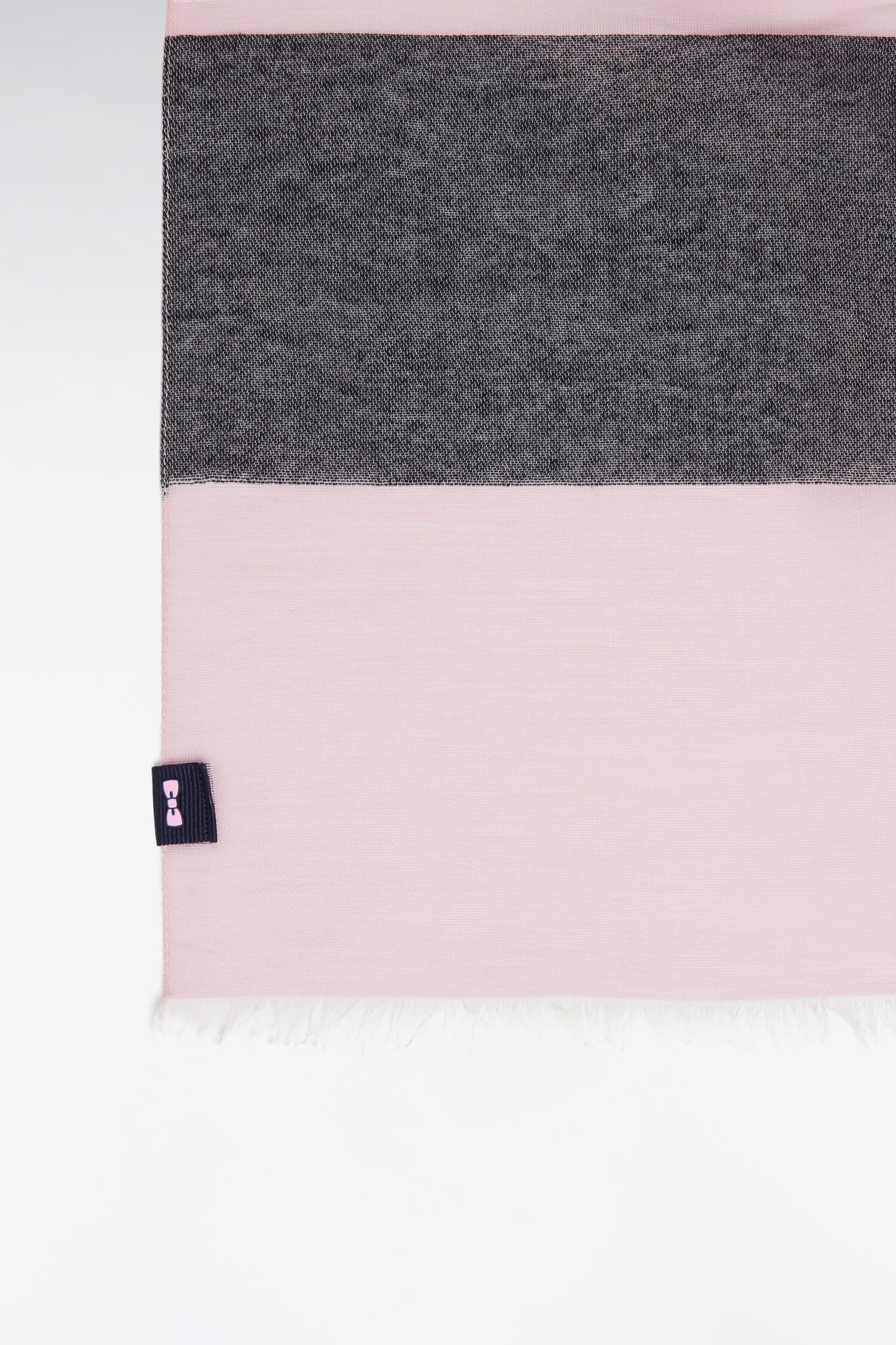 Pink and navy striped cotton and viscose blend scarf