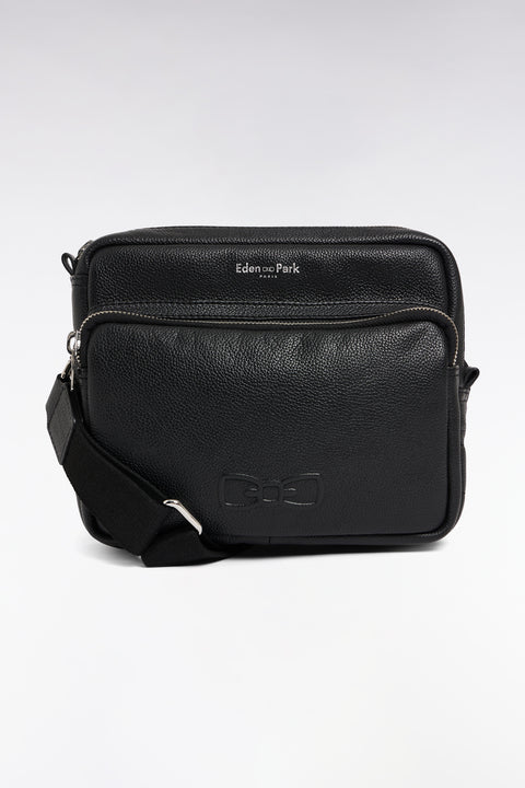 Black cowhide leather messenger bag - Image 1