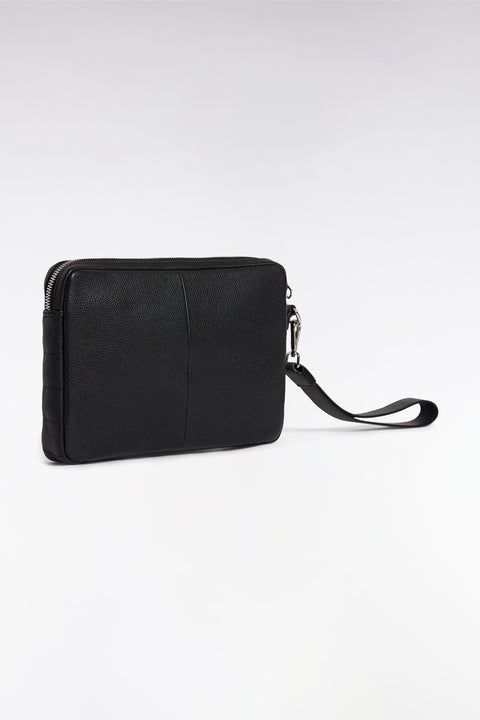 Black grained leather pouch - Image 2