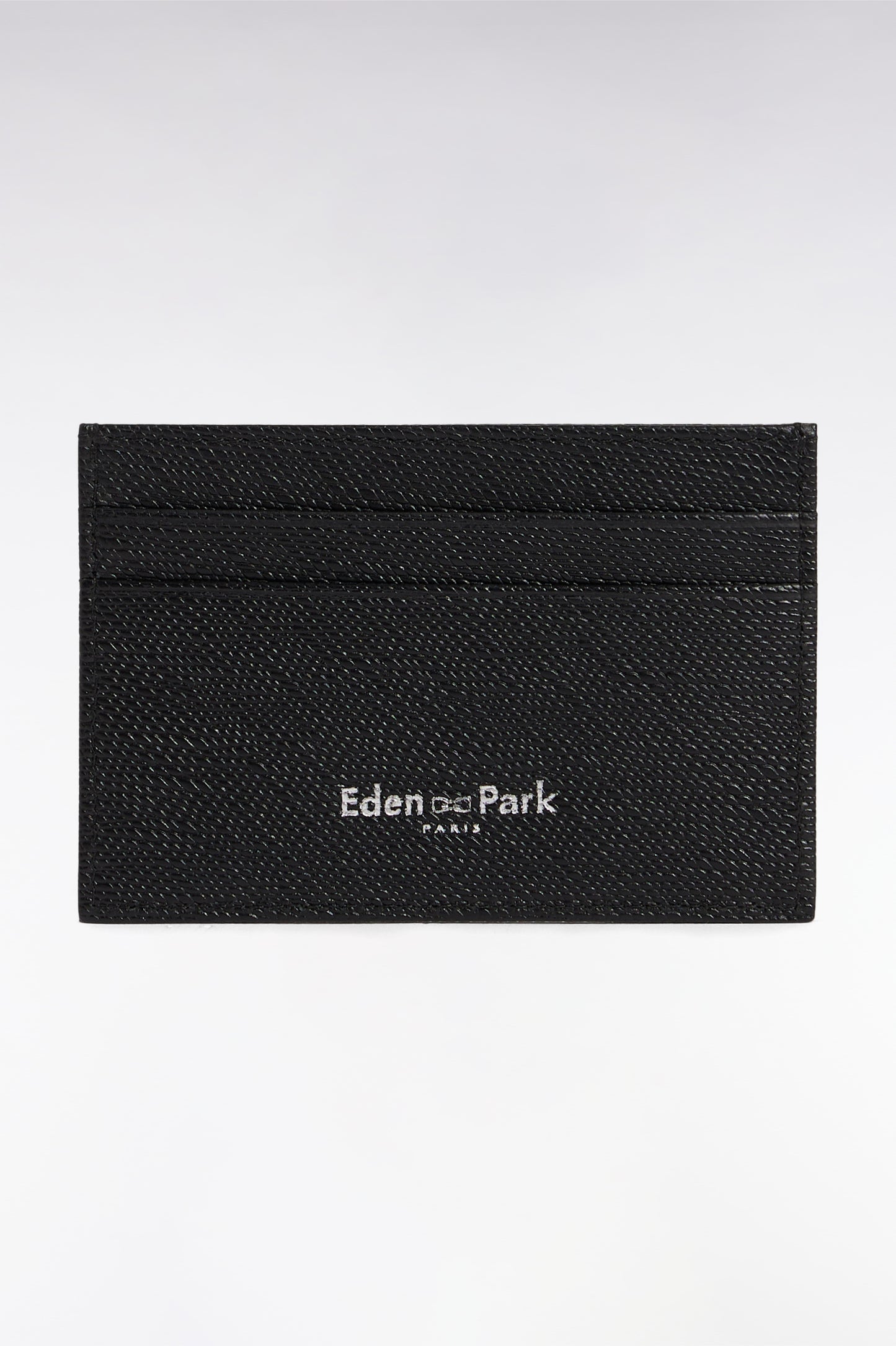 Dual-material card holder in black leather