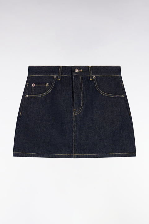 Jupe courte droite en denim brut - Image 2