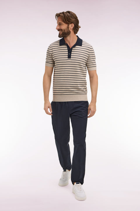 Pantalon en coton seersucker marine coupe Modern - Image 1