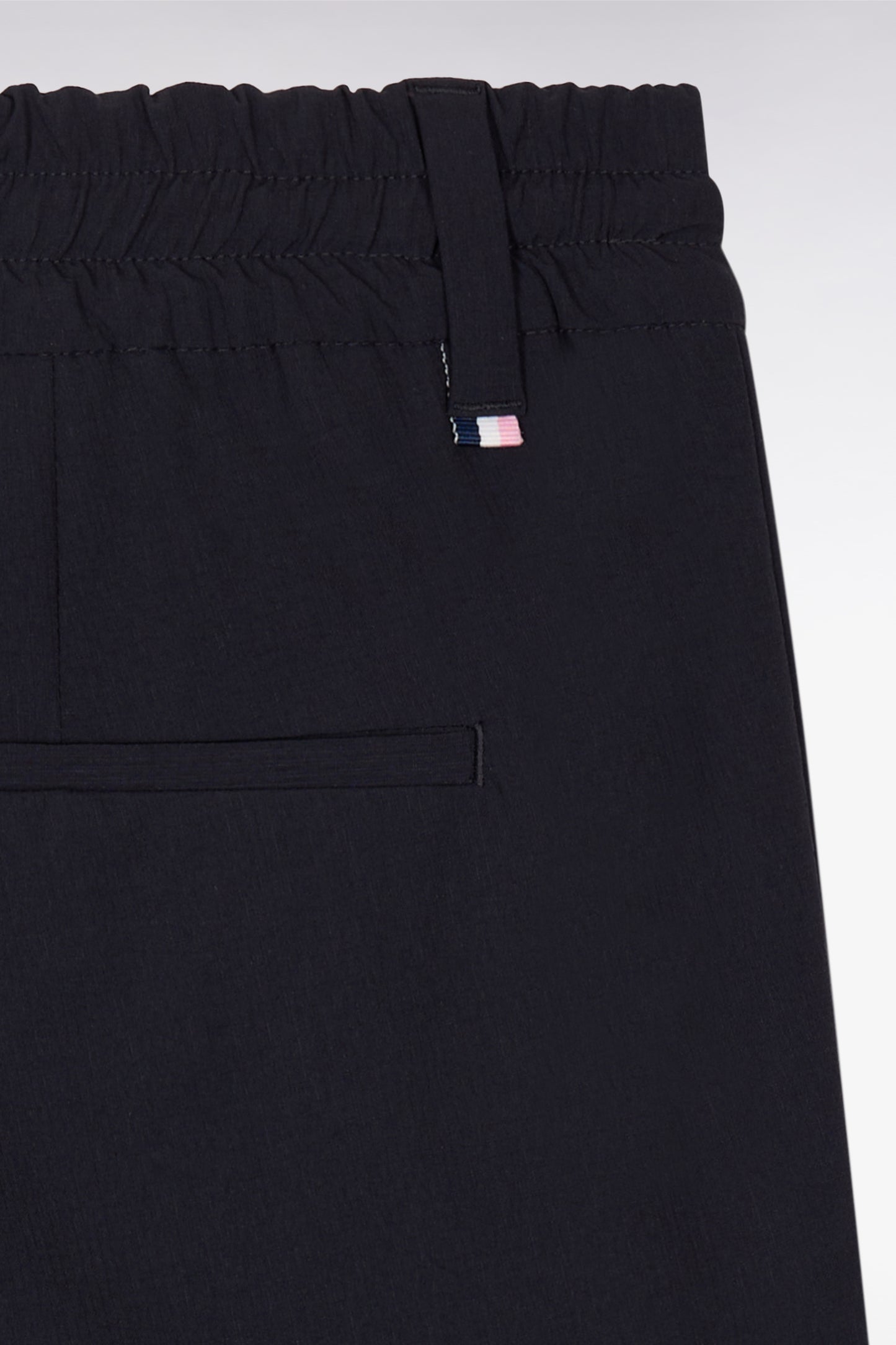 Modern cut navy technical fabric cargo pocket pants