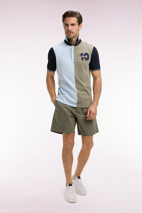 Khaki cotton poplin shorts - Image 3