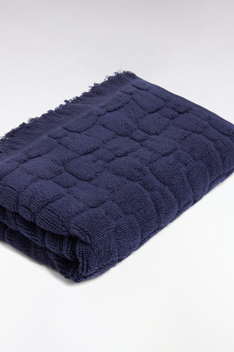 Serviette de toilette en coton marine à micromotifs nœuds papillon - Image 3