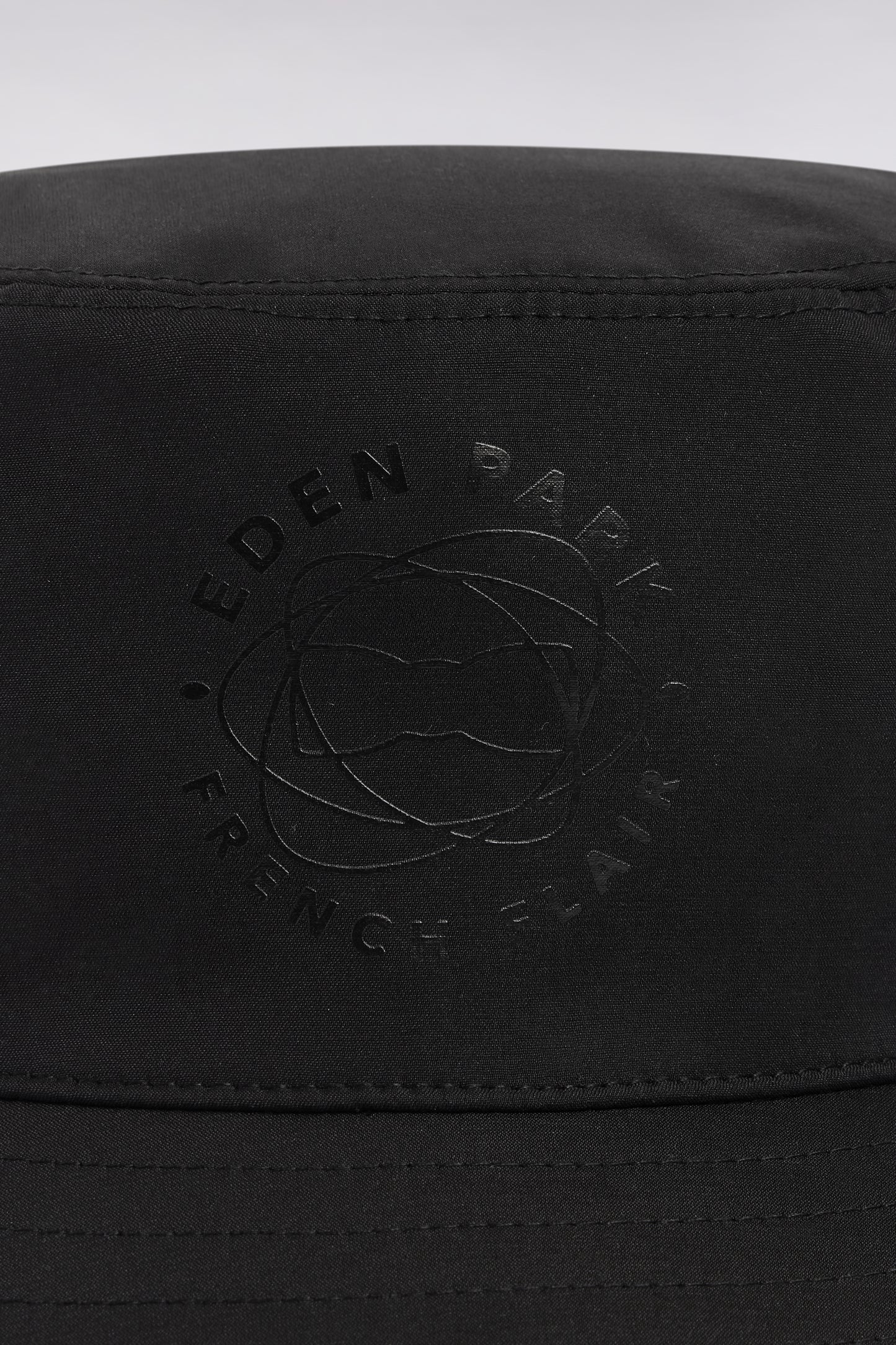 Black nylon bucket hat with 3D prints