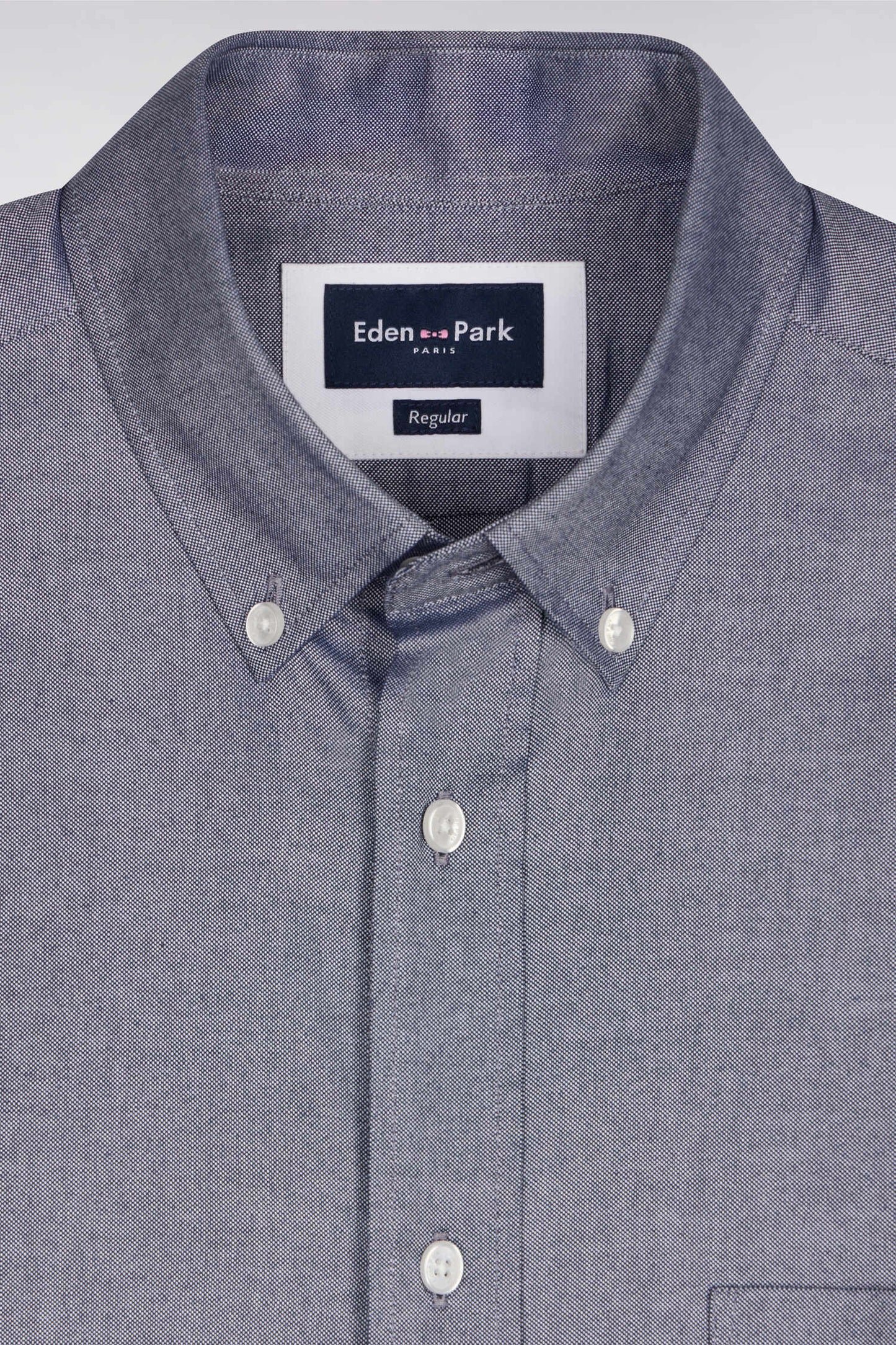 Short-sleeved shirt in navy yarn-dyed cotton
