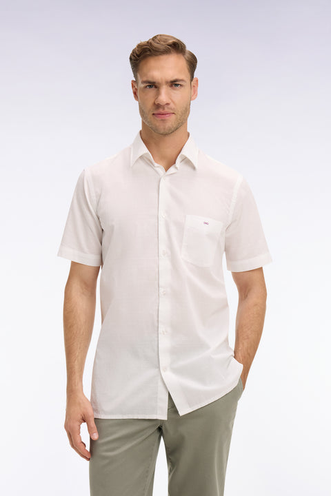 Chemise à manches courtes en coton blanc coupe slim - Image 1
