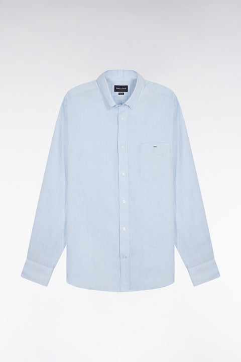 Chemise droite en lin bleu ciel - Image 2