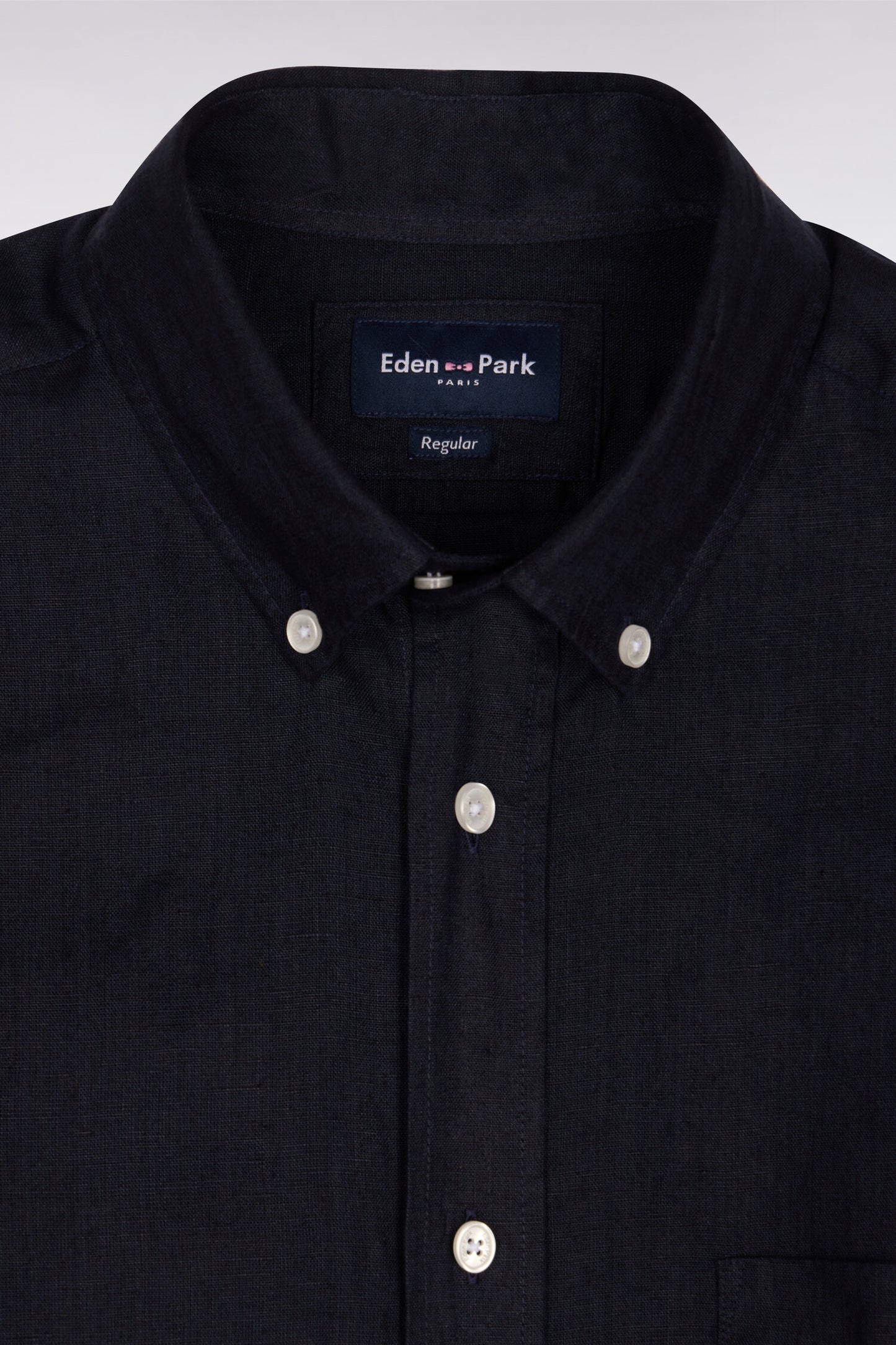 Chemise droite en lin marine