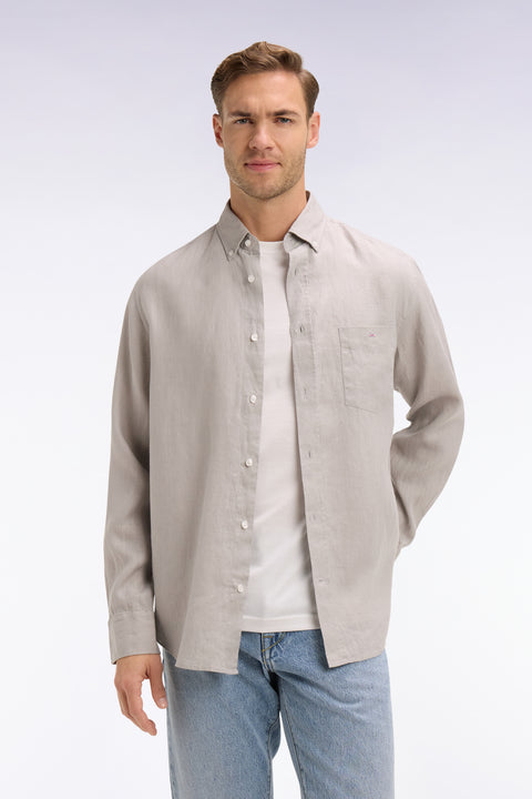 Chemise droite en lin gris - Image 3