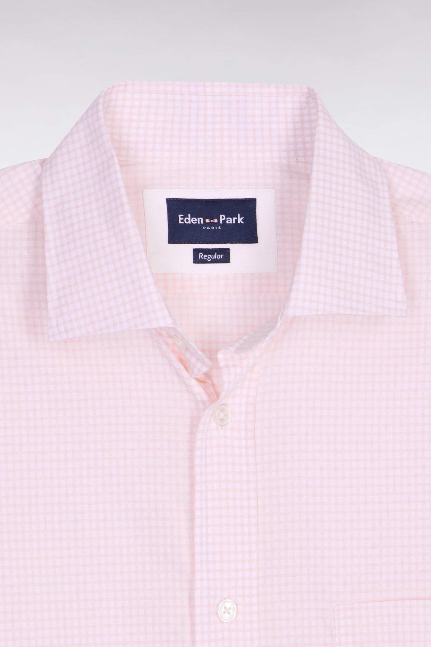 Regular fit pink check dobby cotton shirt