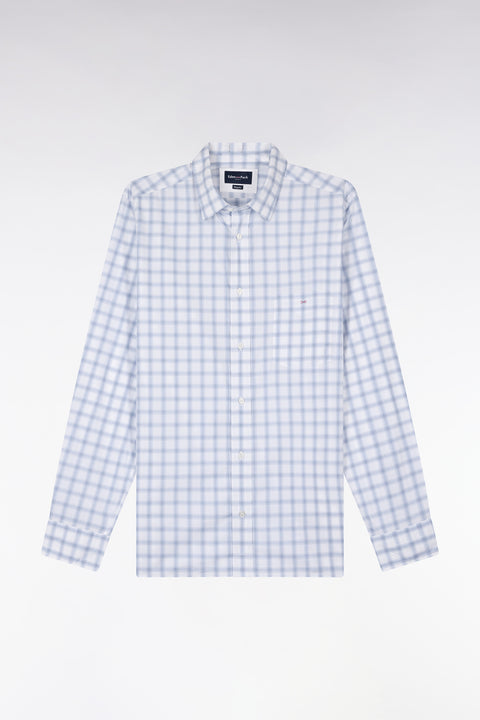 Chemise en coton à carreaux bleu - Image 2