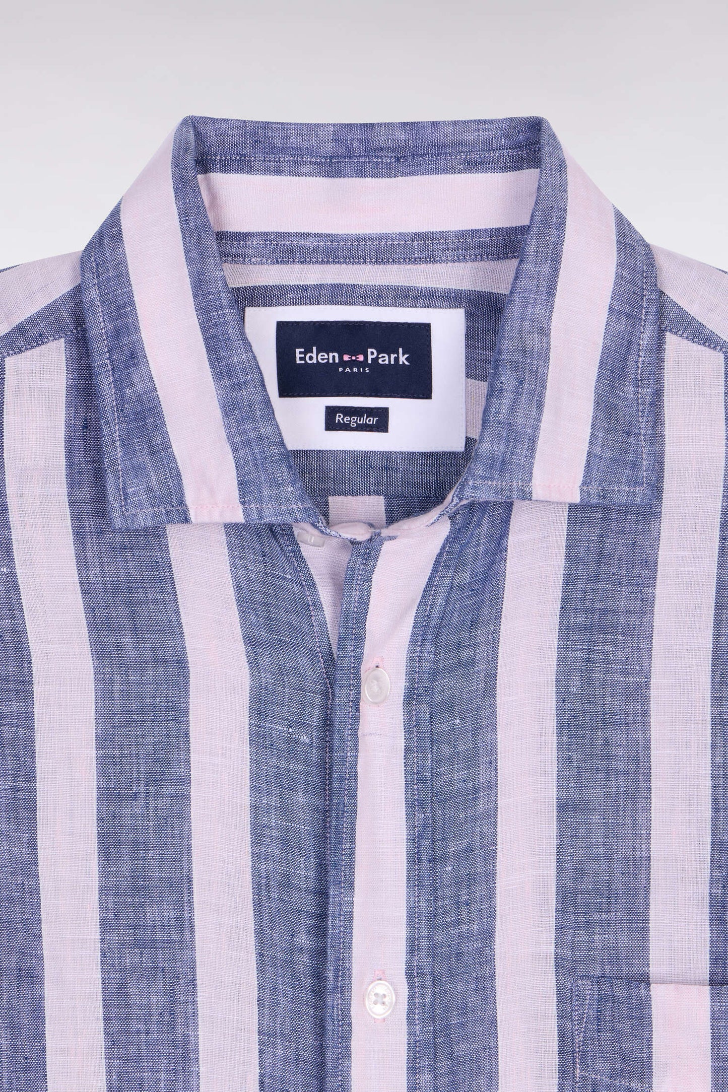 Navy linen shirt with stick stripes