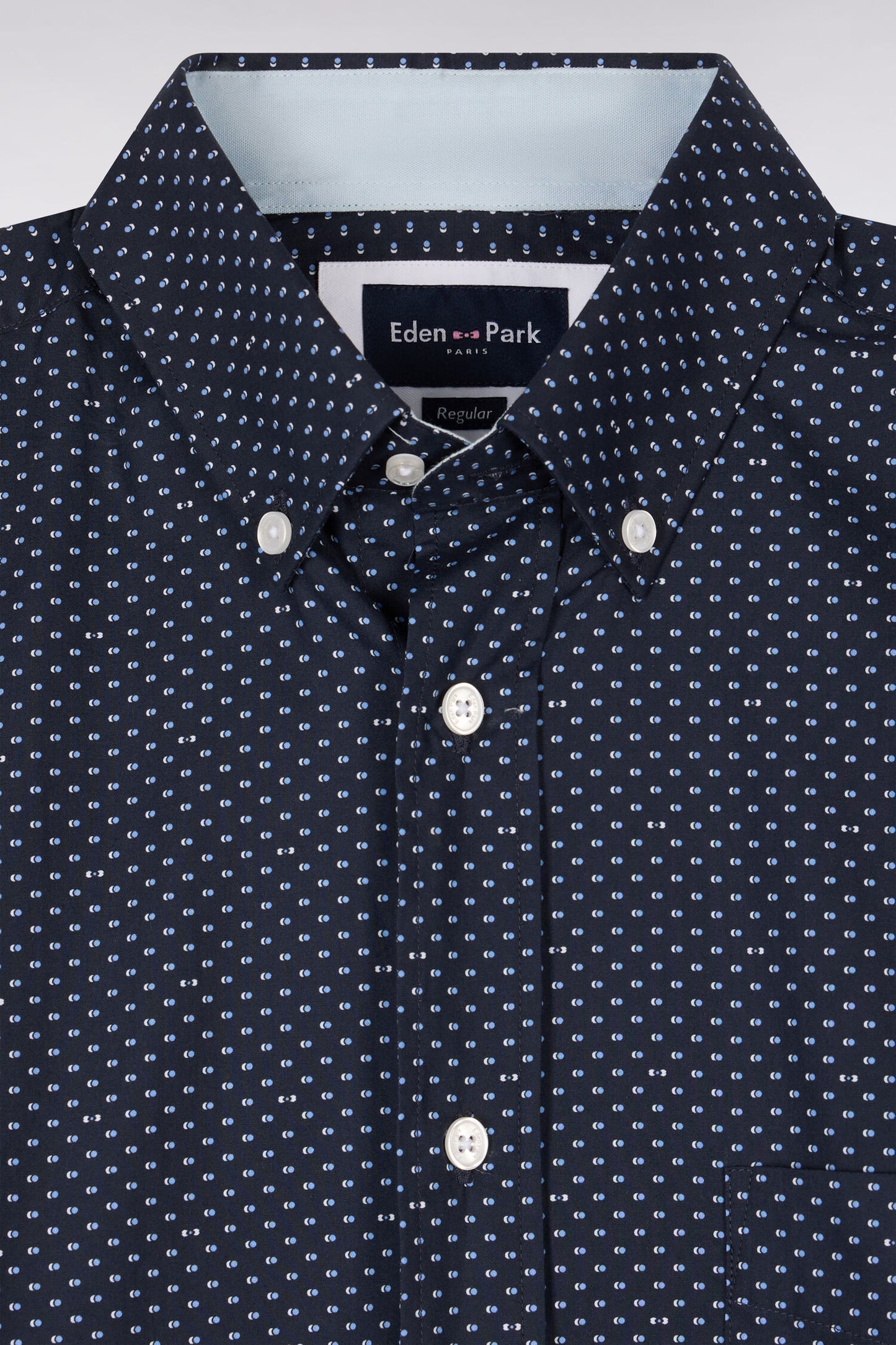Regular fit sky blue micro-patterned cotton poplin shirt