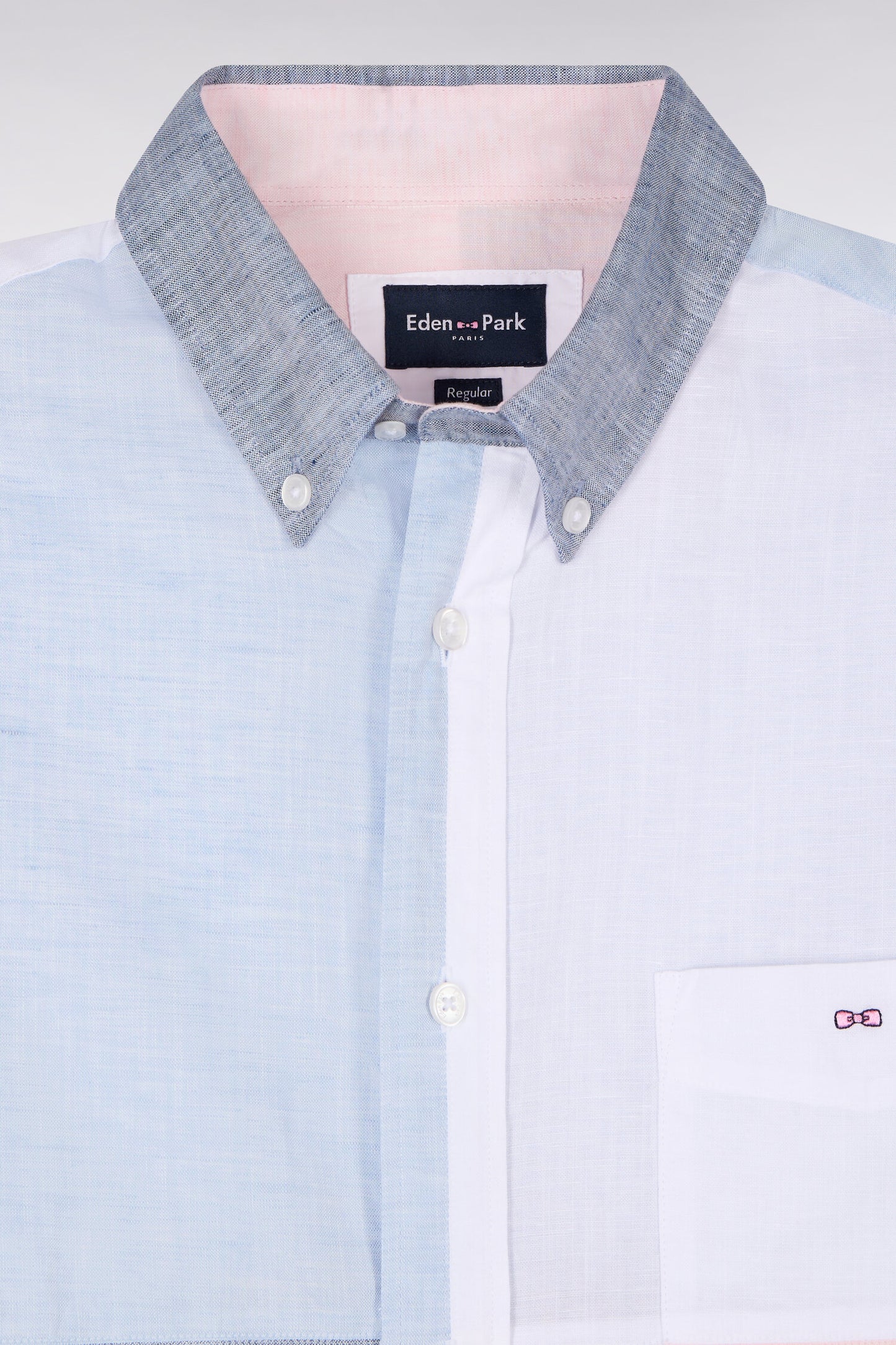 Colorblock linen and cotton shirt