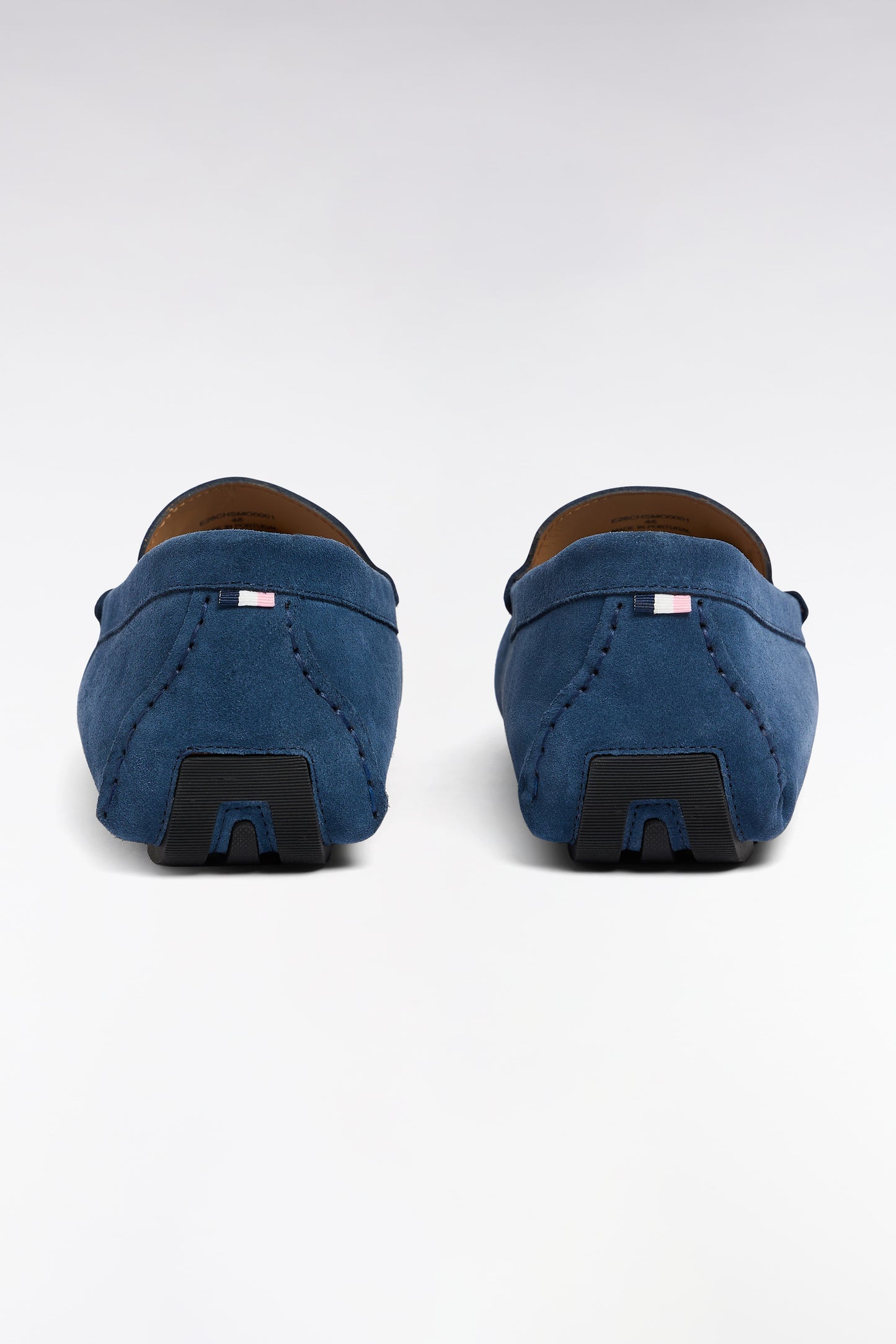 Blue suede leather moccasins