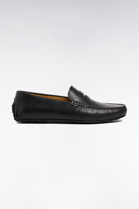 Mocassins penny loafer en cuir suédé noir - Image 1