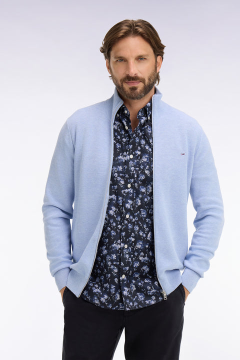 Cardigan zippé en coton ciel - Image 3