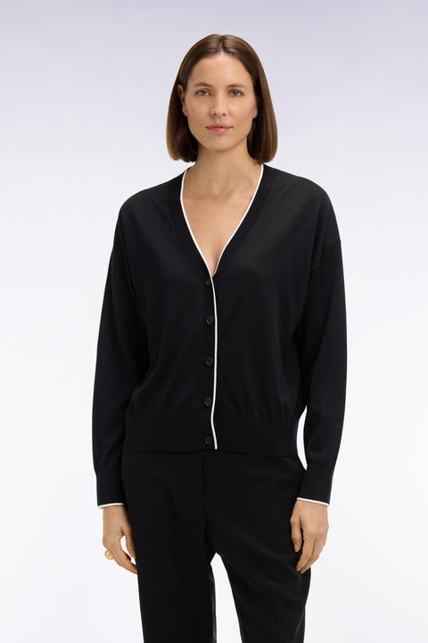 Cardigan boutonné col V noir - Image 3