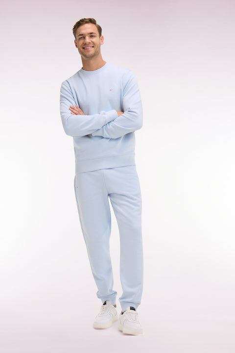 Jogging uni en molleton coton ciel coupe regular - Image 1