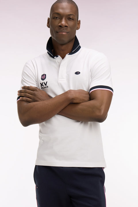 Maillot à manches courtes XV de France en coton blanc coupe regular - Image 1