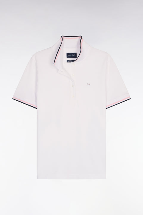 Polo à manches courtes en coton blanc coupe regular - Image 2