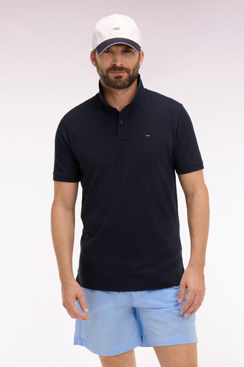 Polo à manches courtes en coton marine coupe regular - Image 3