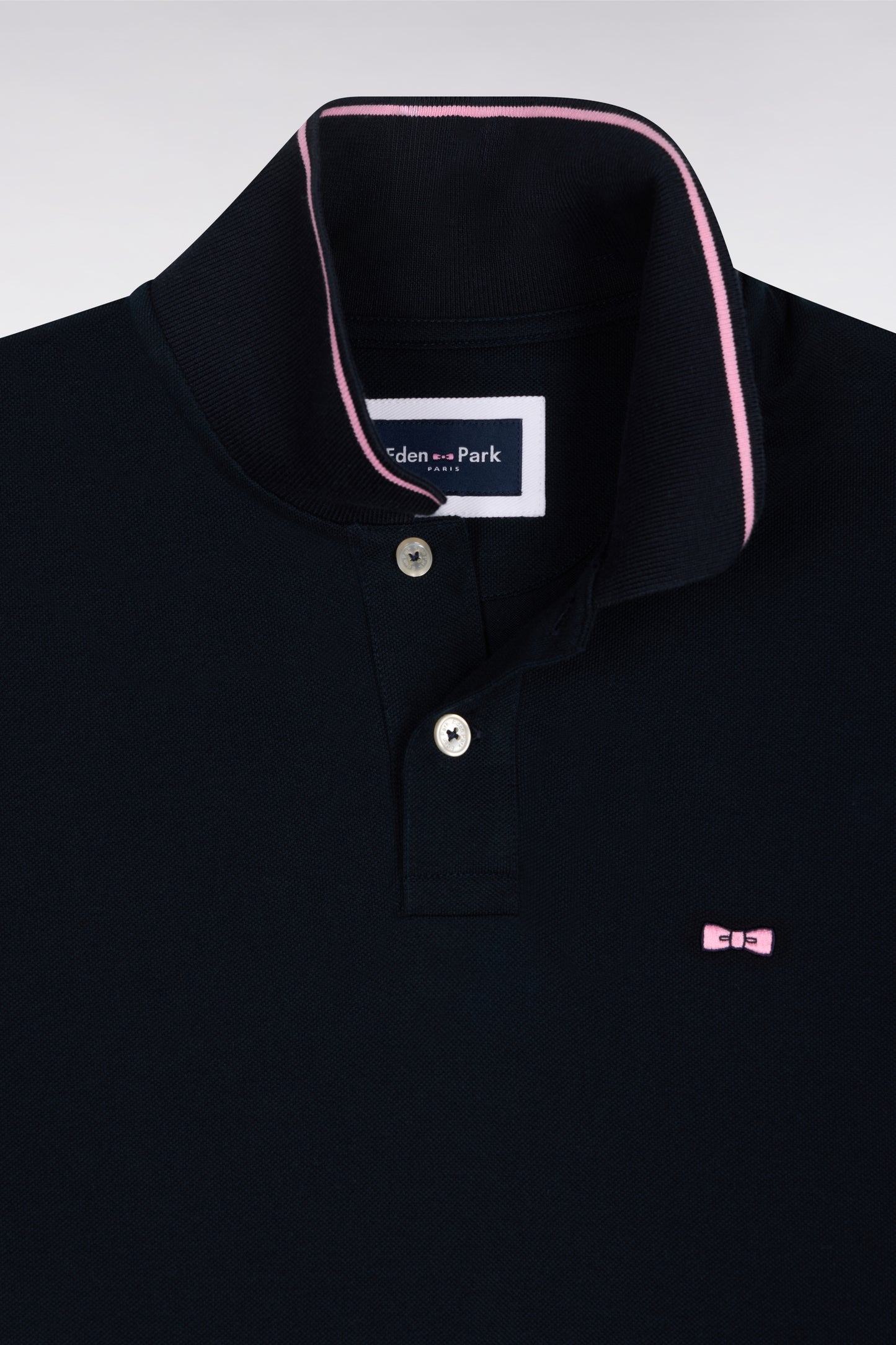 Regular fit embroidered navy cotton short-sleeved polo shirt