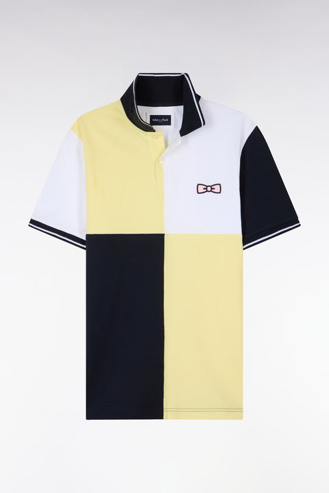 Polo à manches courtes en coton jaune clair à cadrans coupe regular - Image 2