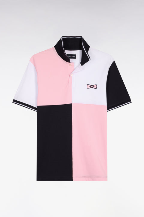 Polo à manches courtes en coton rose à cadrans coupe regular - Image 2