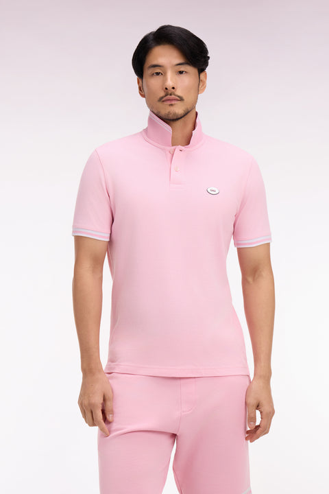 Polo à manches courtes en coton rose - Image 3