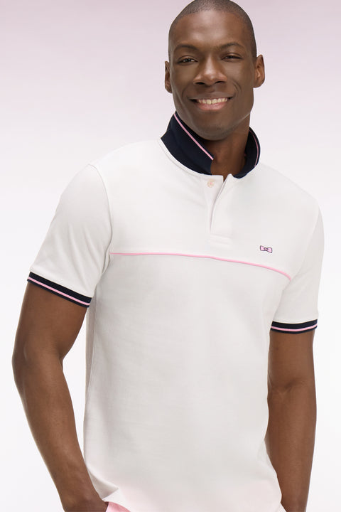 Polo à manches courtes en piqué coton blanc - Image 1