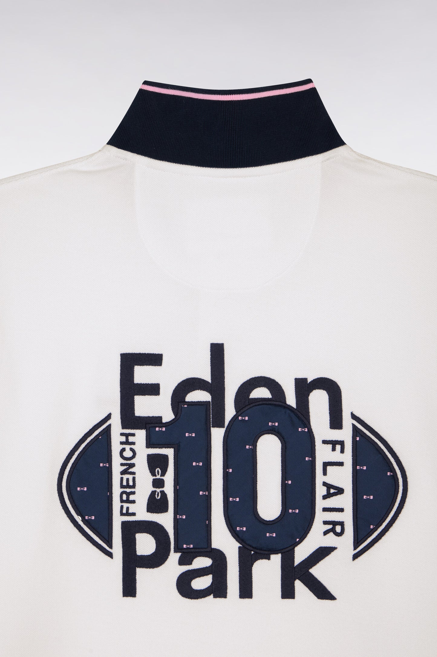 Polo à manches courtes en piqué coton blanc broderie marine