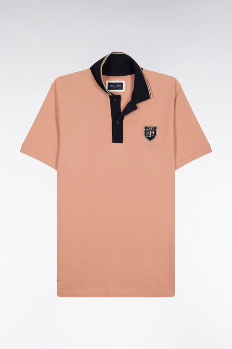 Polo à manches courtes en piqué coton saumon écusson EP - Image 2