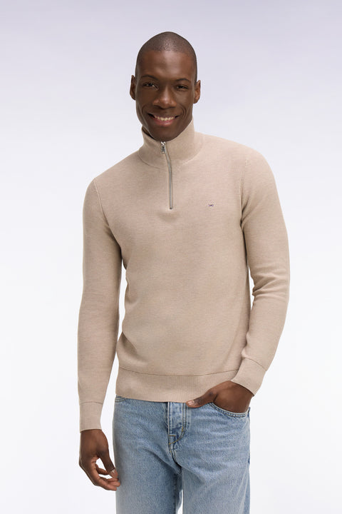 Pull col camionneur en coton beige - Image 3