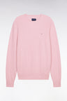 Pull col rond en coton rose