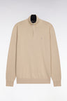 Pull col camionneur en coton beige
