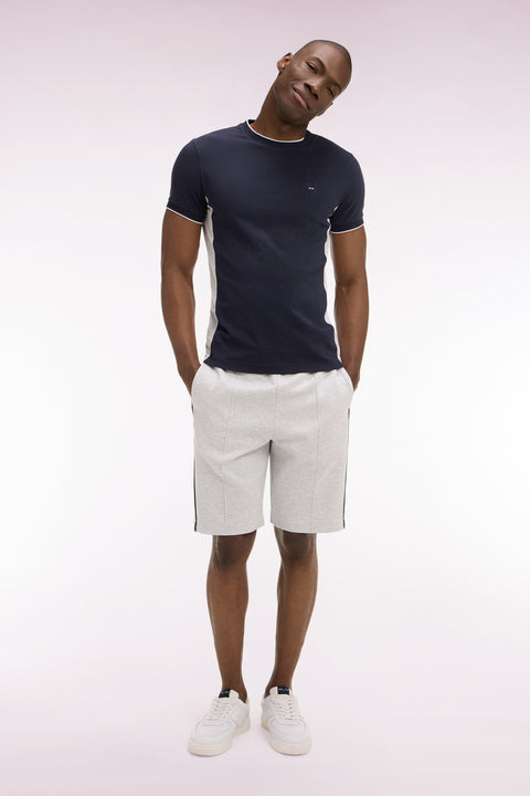 Short en interlock à découpes gris et blanc - Image 3